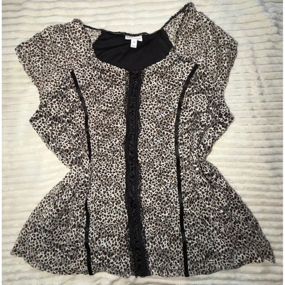 Vintage Y2K Fashion Bug Leopard Print Mesh Corset-Style Top - 2XL